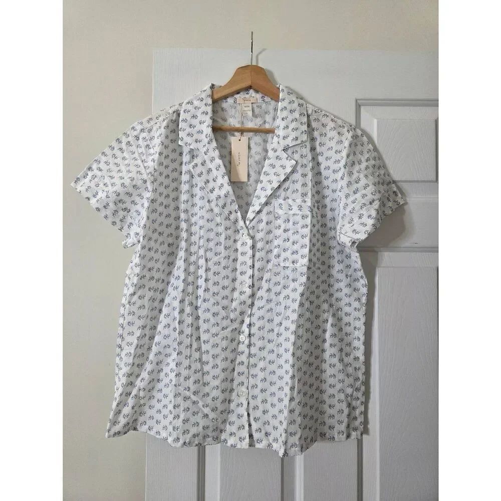 Eberjey Nautico Floral Print Pajama Top L NWT